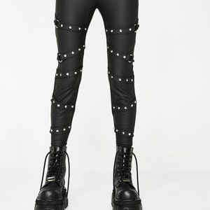 Killstar Pretty Vacant Leggings - Strappy Goth
